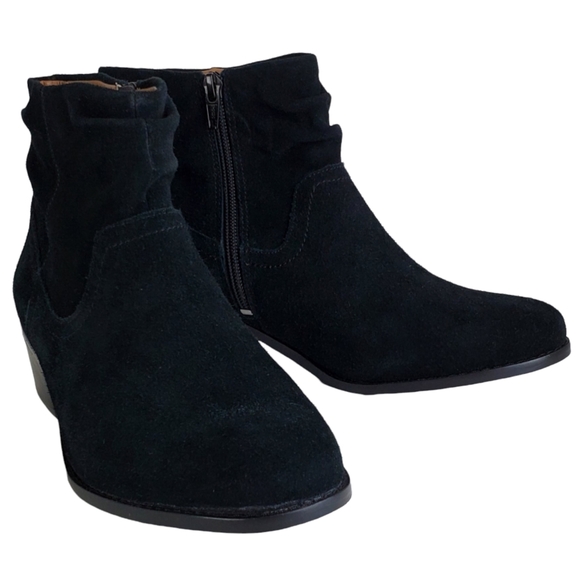 New Vionic kanela womens weather resistant suede block heel ankle bootie black - Picture 6 of 16